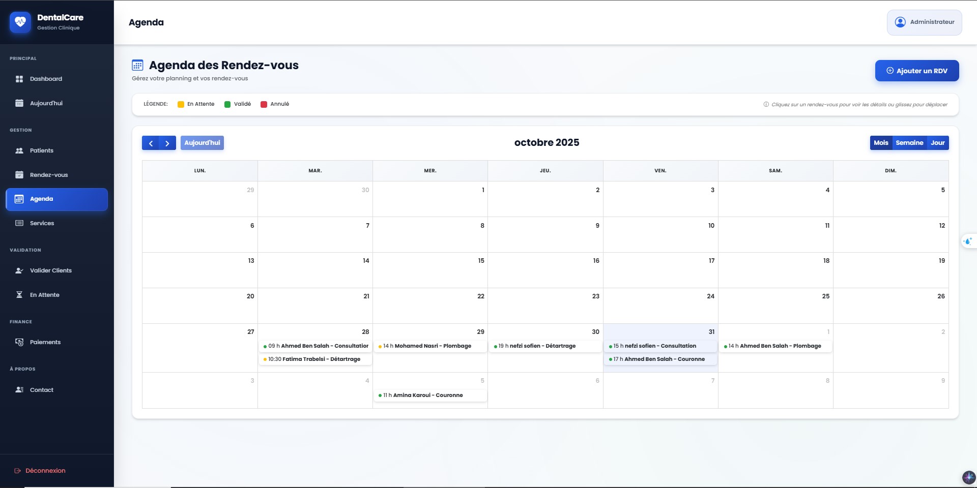 Agenda view