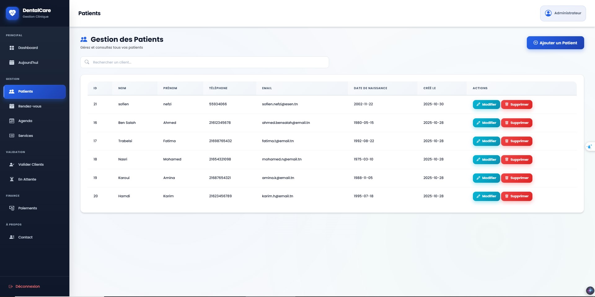 Clients list