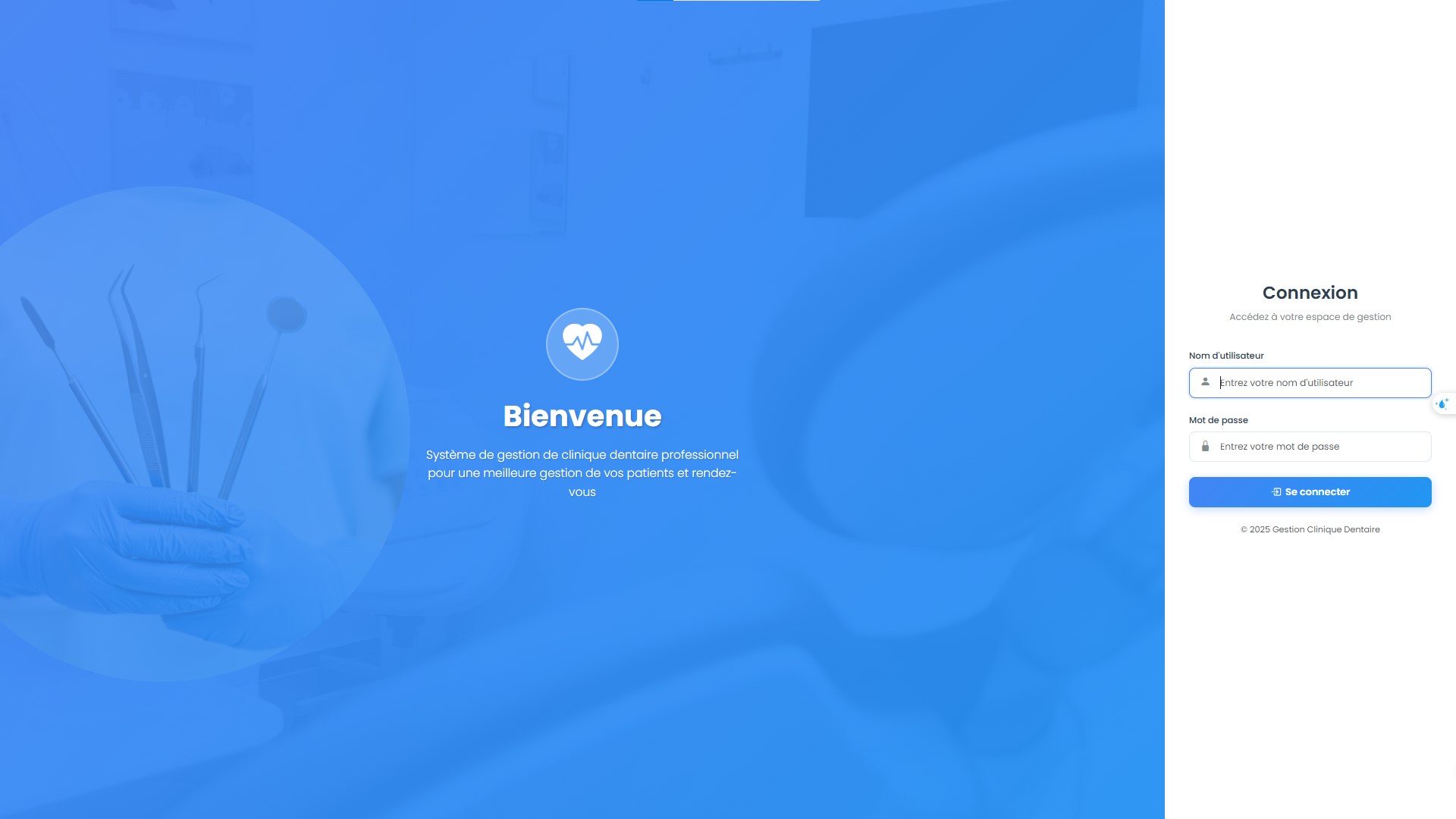 Login page