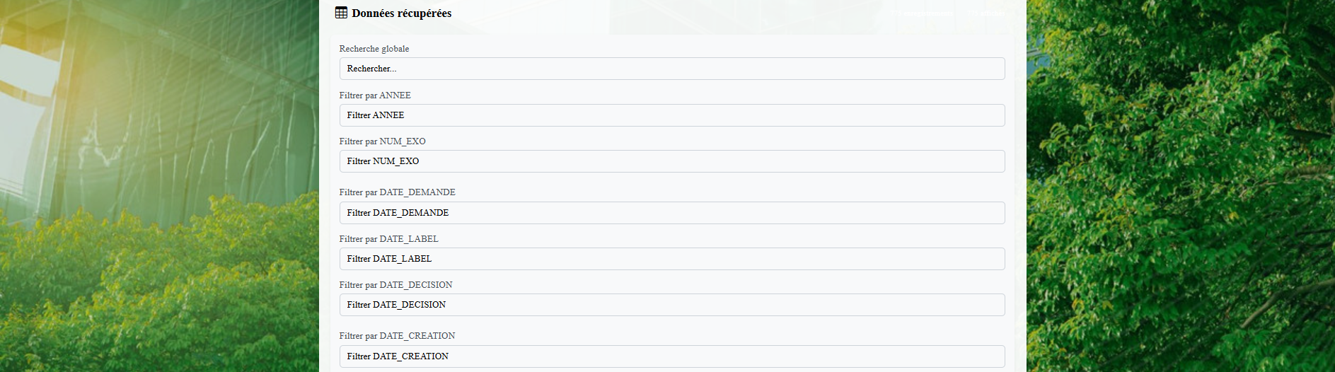 Advanced Filtering Interface