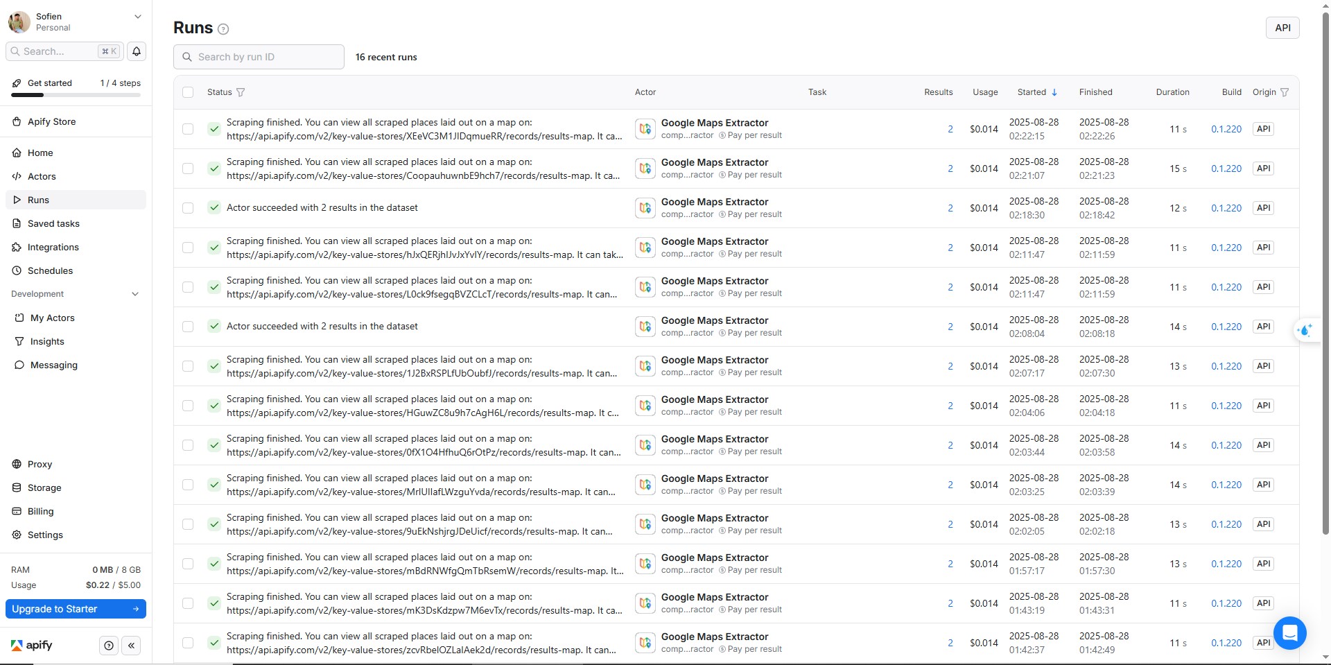Google Sheets Output